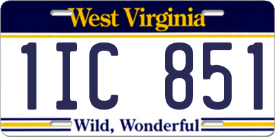 WV license plate 1IC851