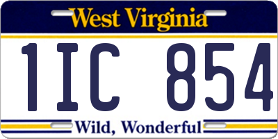 WV license plate 1IC854