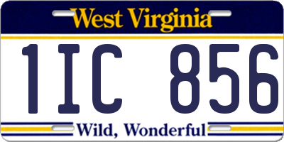 WV license plate 1IC856