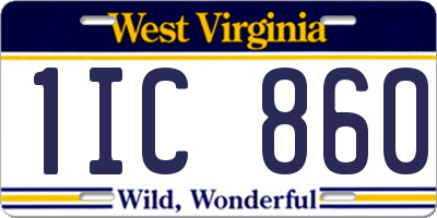 WV license plate 1IC860