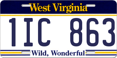 WV license plate 1IC863
