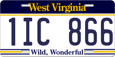 WV license plate 1IC866