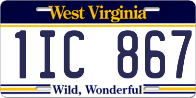 WV license plate 1IC867