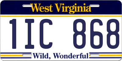 WV license plate 1IC868