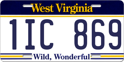 WV license plate 1IC869