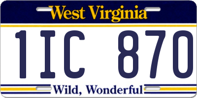 WV license plate 1IC870
