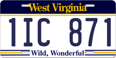 WV license plate 1IC871