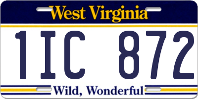 WV license plate 1IC872