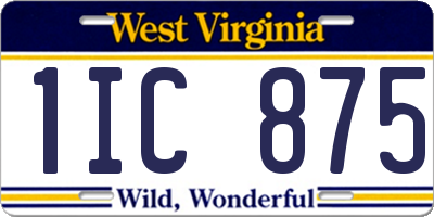 WV license plate 1IC875