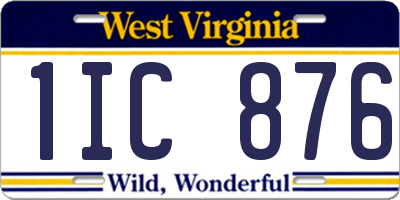 WV license plate 1IC876