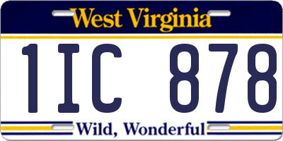 WV license plate 1IC878