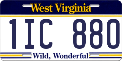 WV license plate 1IC880