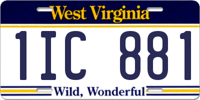 WV license plate 1IC881