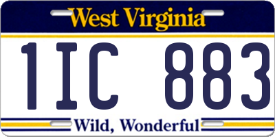 WV license plate 1IC883