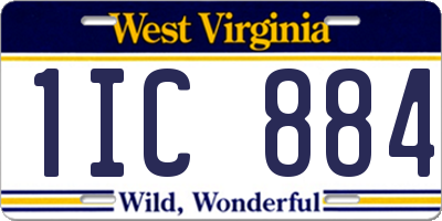 WV license plate 1IC884