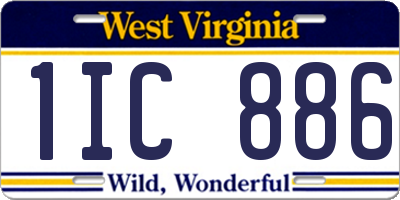 WV license plate 1IC886