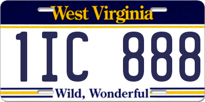 WV license plate 1IC888