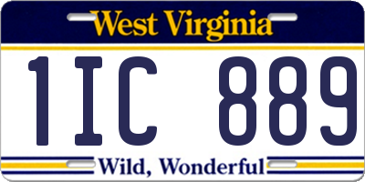 WV license plate 1IC889