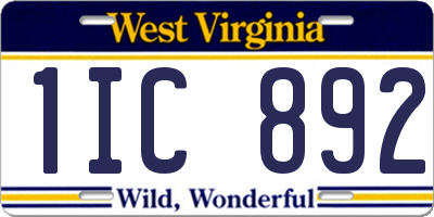 WV license plate 1IC892