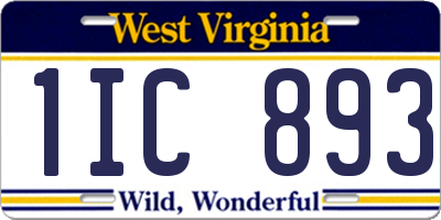 WV license plate 1IC893