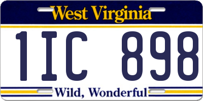 WV license plate 1IC898