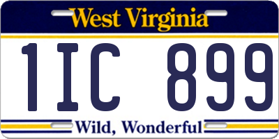 WV license plate 1IC899