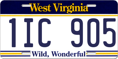 WV license plate 1IC905