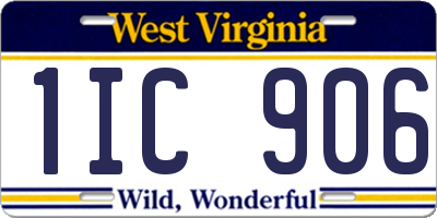 WV license plate 1IC906