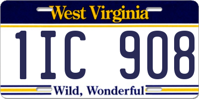 WV license plate 1IC908