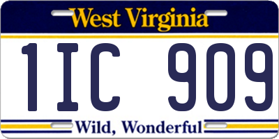 WV license plate 1IC909