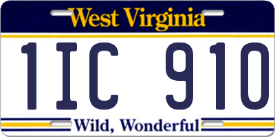 WV license plate 1IC910