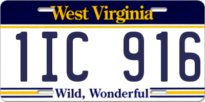 WV license plate 1IC916