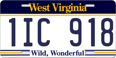 WV license plate 1IC918