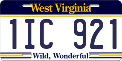 WV license plate 1IC921
