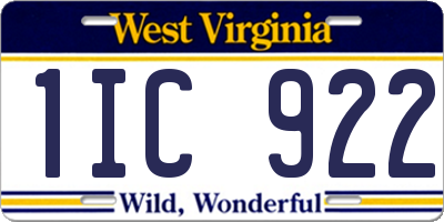 WV license plate 1IC922