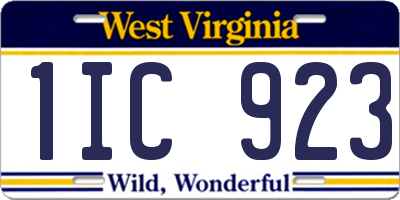 WV license plate 1IC923