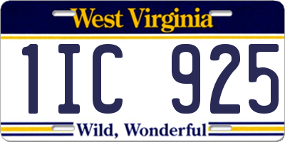 WV license plate 1IC925