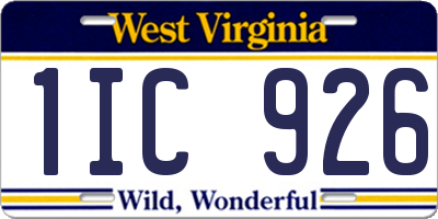 WV license plate 1IC926
