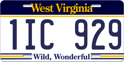 WV license plate 1IC929