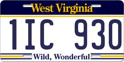 WV license plate 1IC930