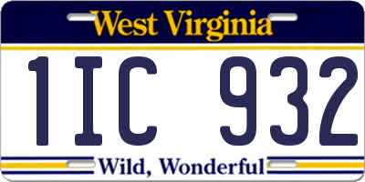 WV license plate 1IC932