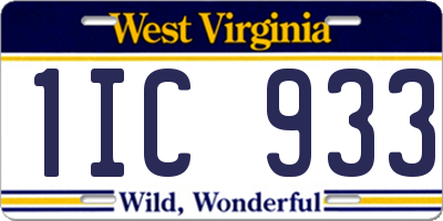 WV license plate 1IC933