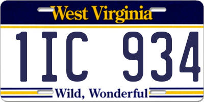 WV license plate 1IC934