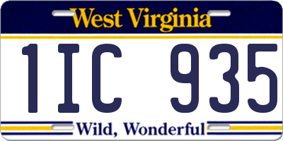 WV license plate 1IC935