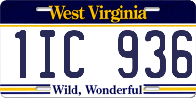 WV license plate 1IC936