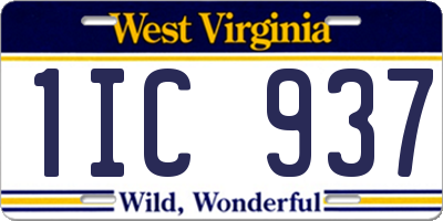 WV license plate 1IC937