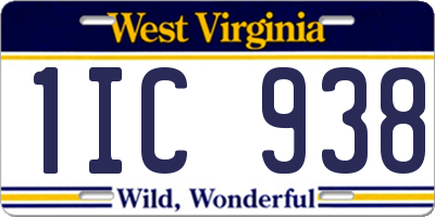 WV license plate 1IC938