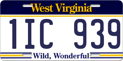WV license plate 1IC939