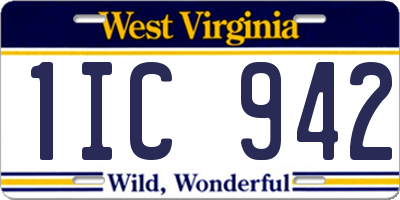 WV license plate 1IC942