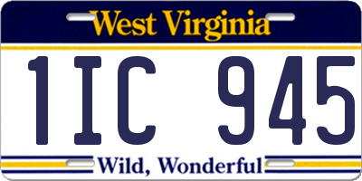 WV license plate 1IC945